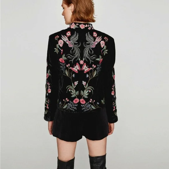 Zara Floral Embroidered Blazer - Picture 2 of 13